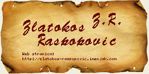 Zlatokos Raspopović vizit kartica